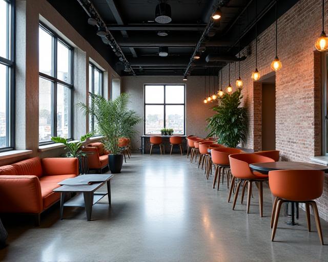 Modern lounge area with designer furniture